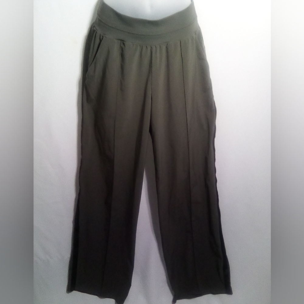 Athleta Women's Nolita Wide Leg Green Pull On Relaxed Fit Pants Size 8T